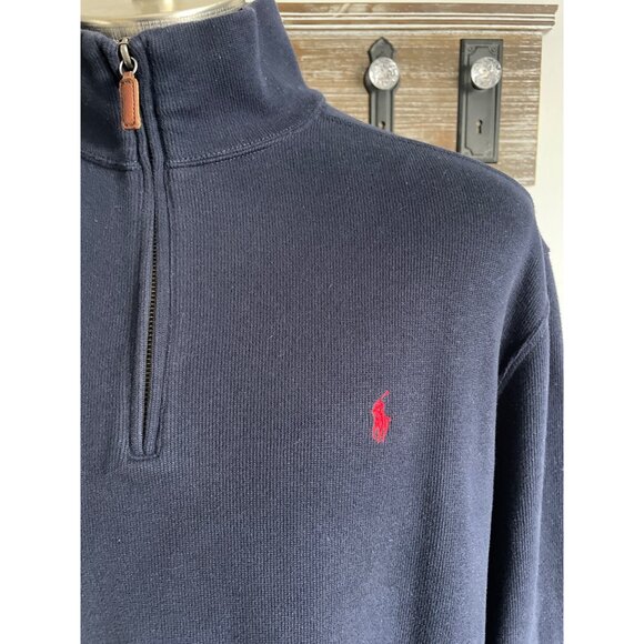POLO BY RALPH LAUREN Men’s Blue Mock Neck Zip Pullover Sweatshirt Size XL - Picture 6 of 9
